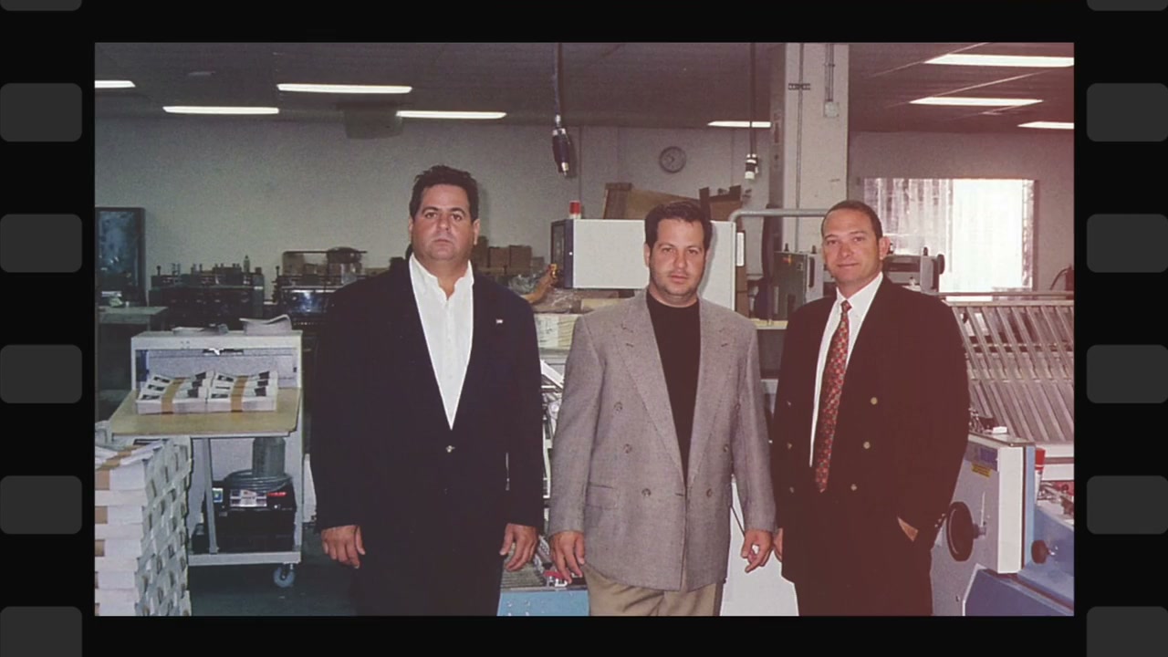Solo Printing's founders on the plant floor in the company's early years — archival film still