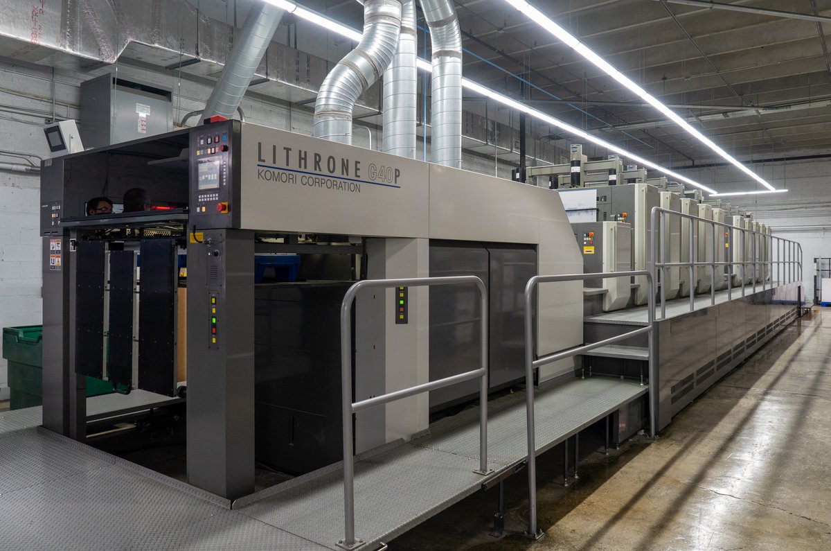 Web offset press line running at the Solo Printing plant in Miami